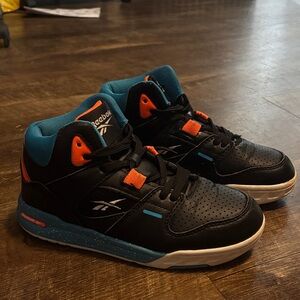 Reebok Kids Black Sneakers with Blue and Orange Accents